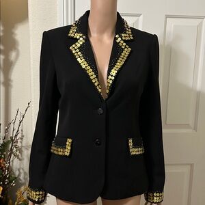 M Solo Black Jacket with Yellow Mother-of-Pearl button embellishments. Size M.